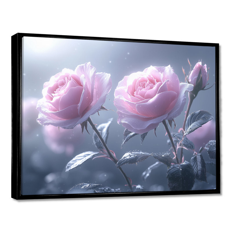 Ikrar - Floral Wall Art, 30" H x 40" W, Black, Floater Framed Print