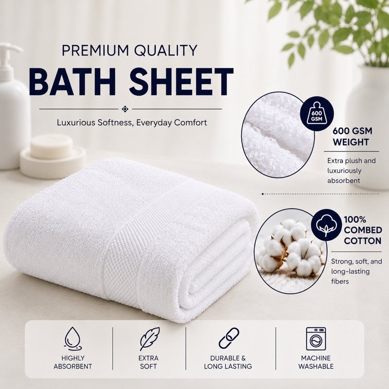 100% Cotton, Bath Sheet