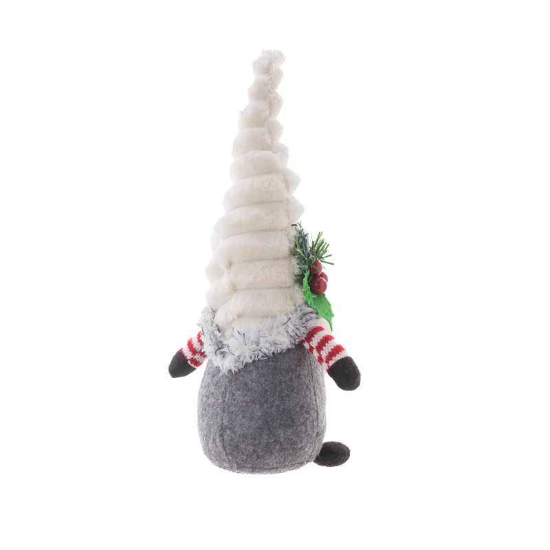 Petit gnome gris et blanc en tissu avec sous-vêtement rayé gris / blanc