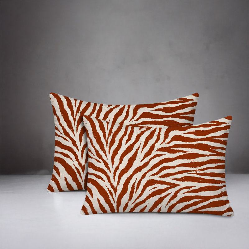 Oreiller réversible Jay Zebra, Orange brûlé, 20x14