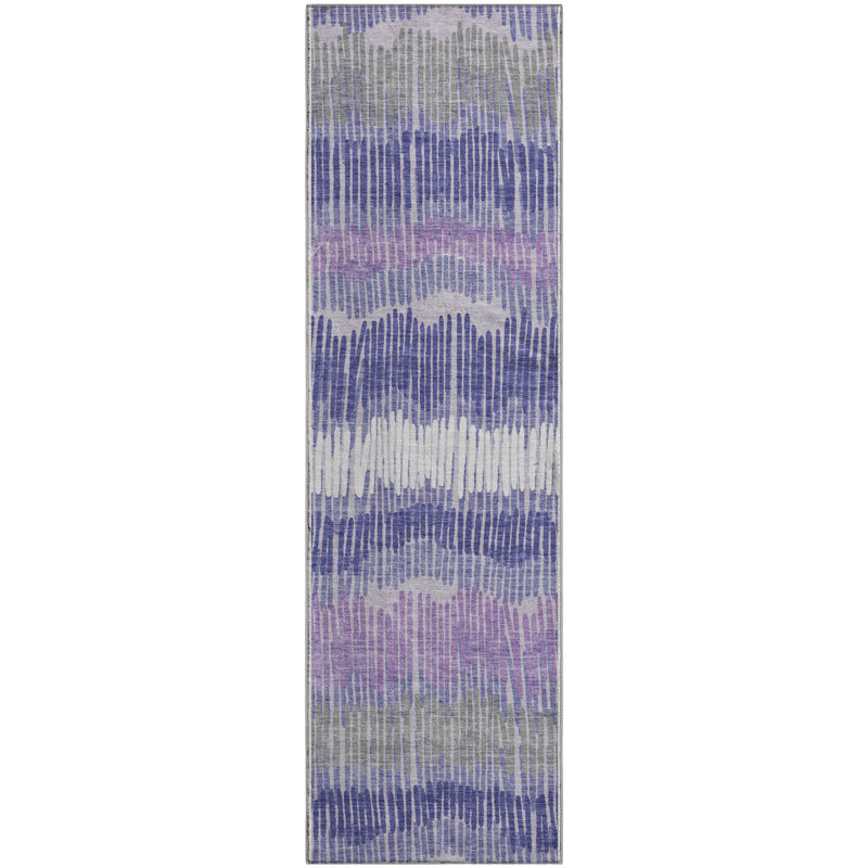 Premium Machine Washable Prisco Purple Rug, Runner 2'3" x 7'6"