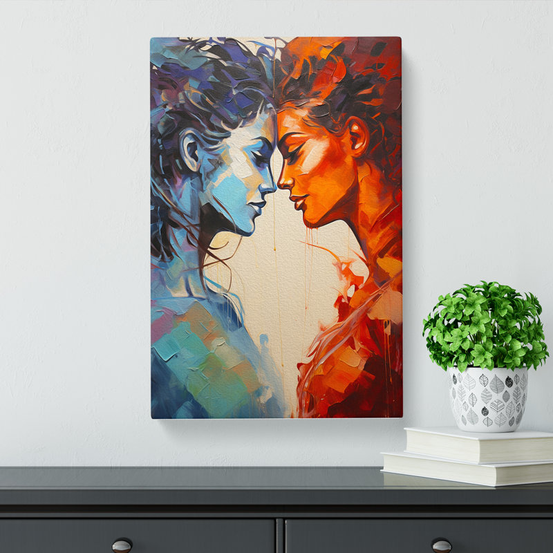 Two Women In Love Action Painting - No Frame Print, 50cm H x 35cm W x 3cm D