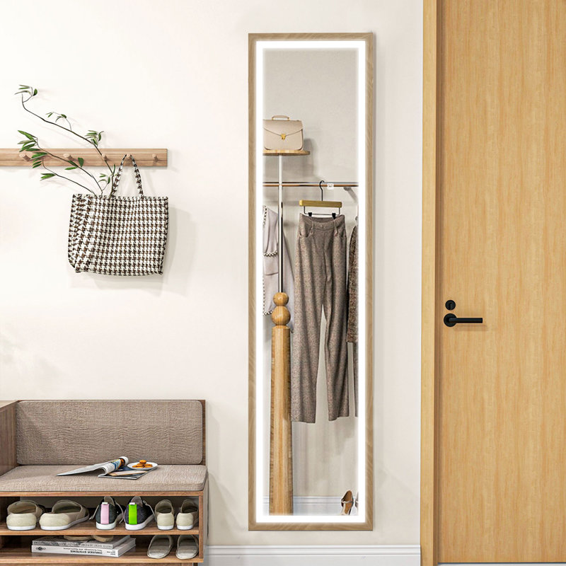 Ayberk Manufactured Wood Rectangle LED Floor Mirror
