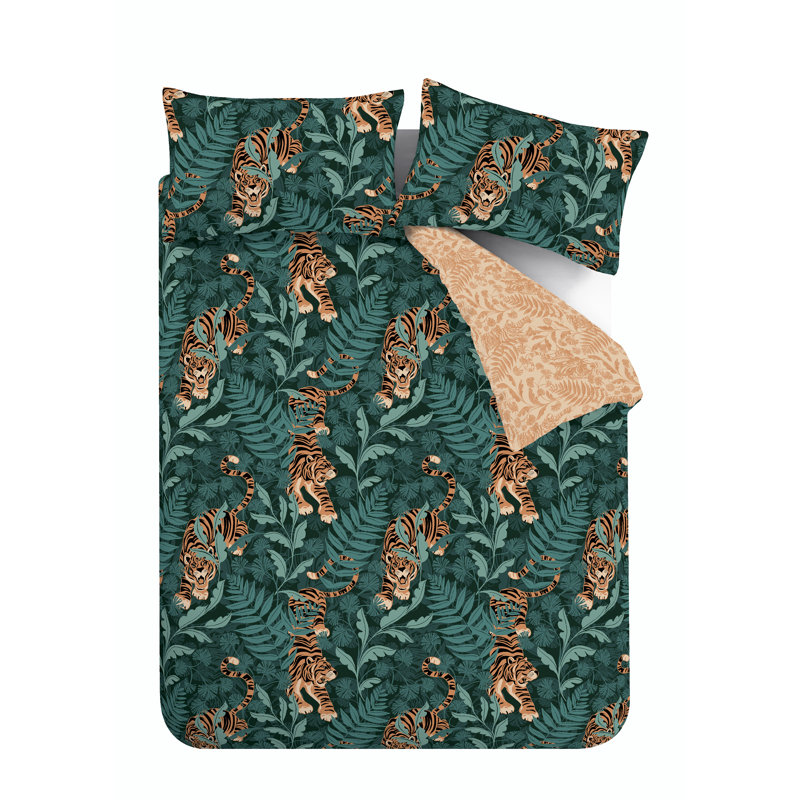 Tropic Tiger Leaf Duvet Cover Set, Double - 2 Pillowcase