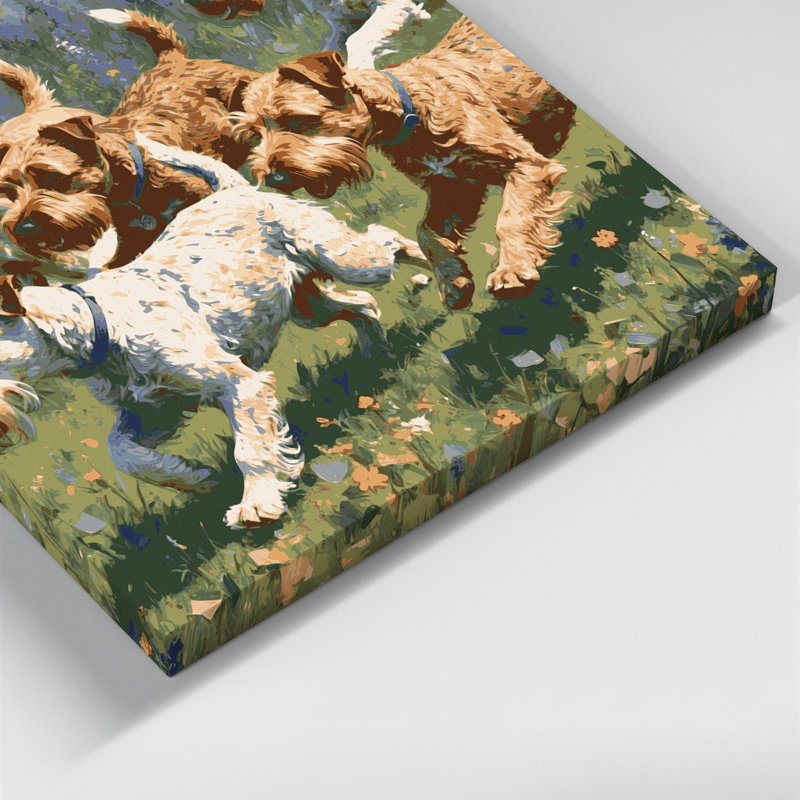 «Dogs Wire Fox Terrier», art mural sur toile brune, H 8 po x l 8 po