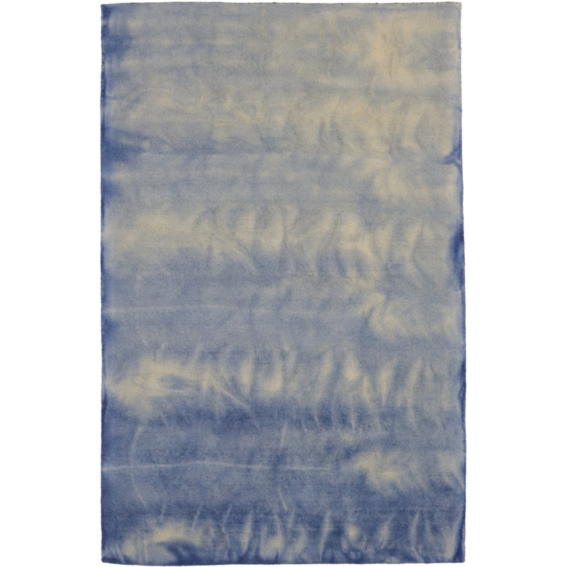 Tapis bleu en laine touffeté à la main Anndale