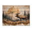 Orignal doré dans le paysage hivernal I - Décoration murale en bois d'orignal - sur bois de pin naturel-1933849789