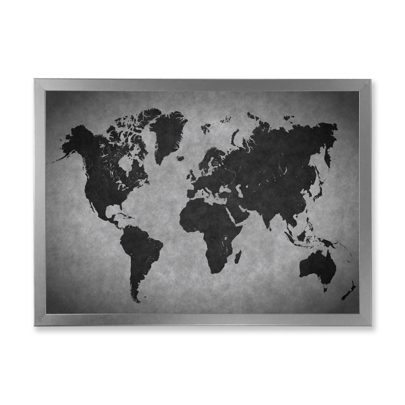 Ancienne carte du monde, reproduction d'art sur toile, H 30 po x l 40 po x 1,5 po, Argent
