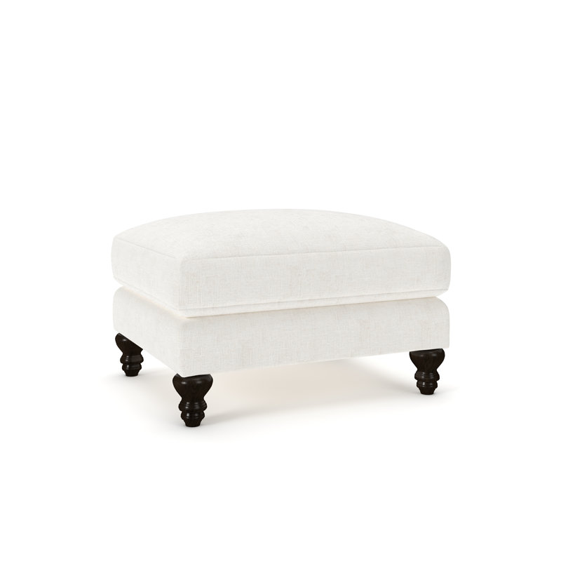 Walters Upholstered Ottoman, Bevin Natural Linen Blend