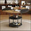 Table de salle à manger ronde avec rangement double couche - bois moderne et design