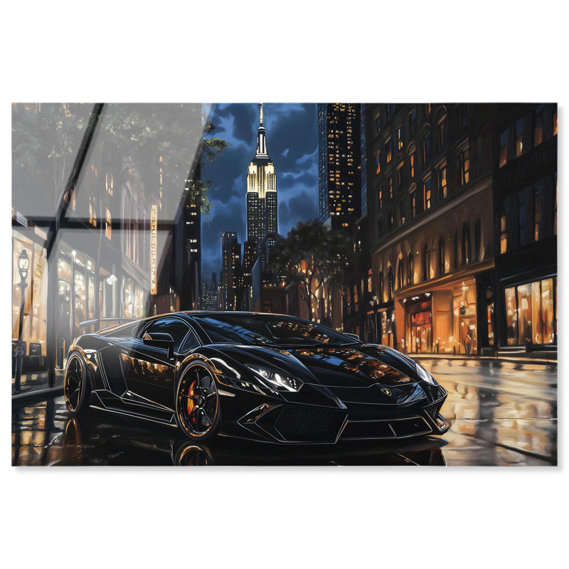 Night Sightings in NYC Acrylic Print Car Art by Art Remedy, 36" H x 54" W