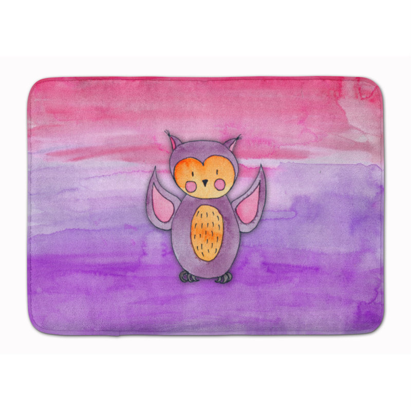 Tapis pour salle de bain en mousse à mémoire hibou aquarelle Zachary