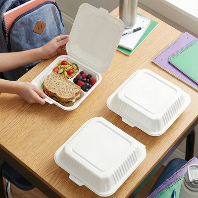 Clamshell (MFPP) Hinged Container (Center Slide), 5.5" x 5.4", 250-Pack