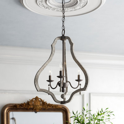 3 - Light Steel Dimmable Empire Chandelier