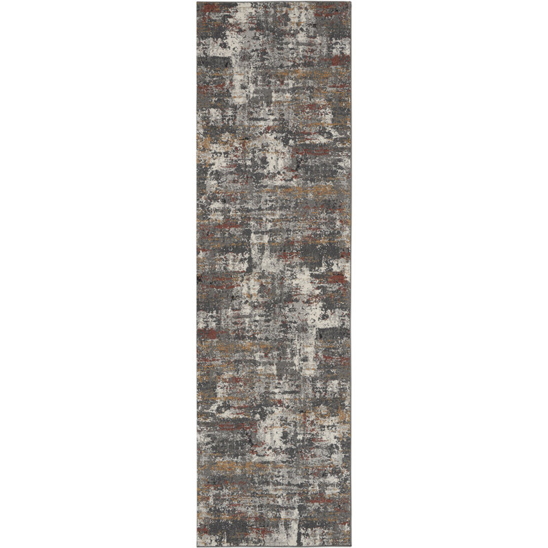 Tapis contemporain gris contemporain, Tapis de couloir 2 pi 2 po x 7 pi 6 po