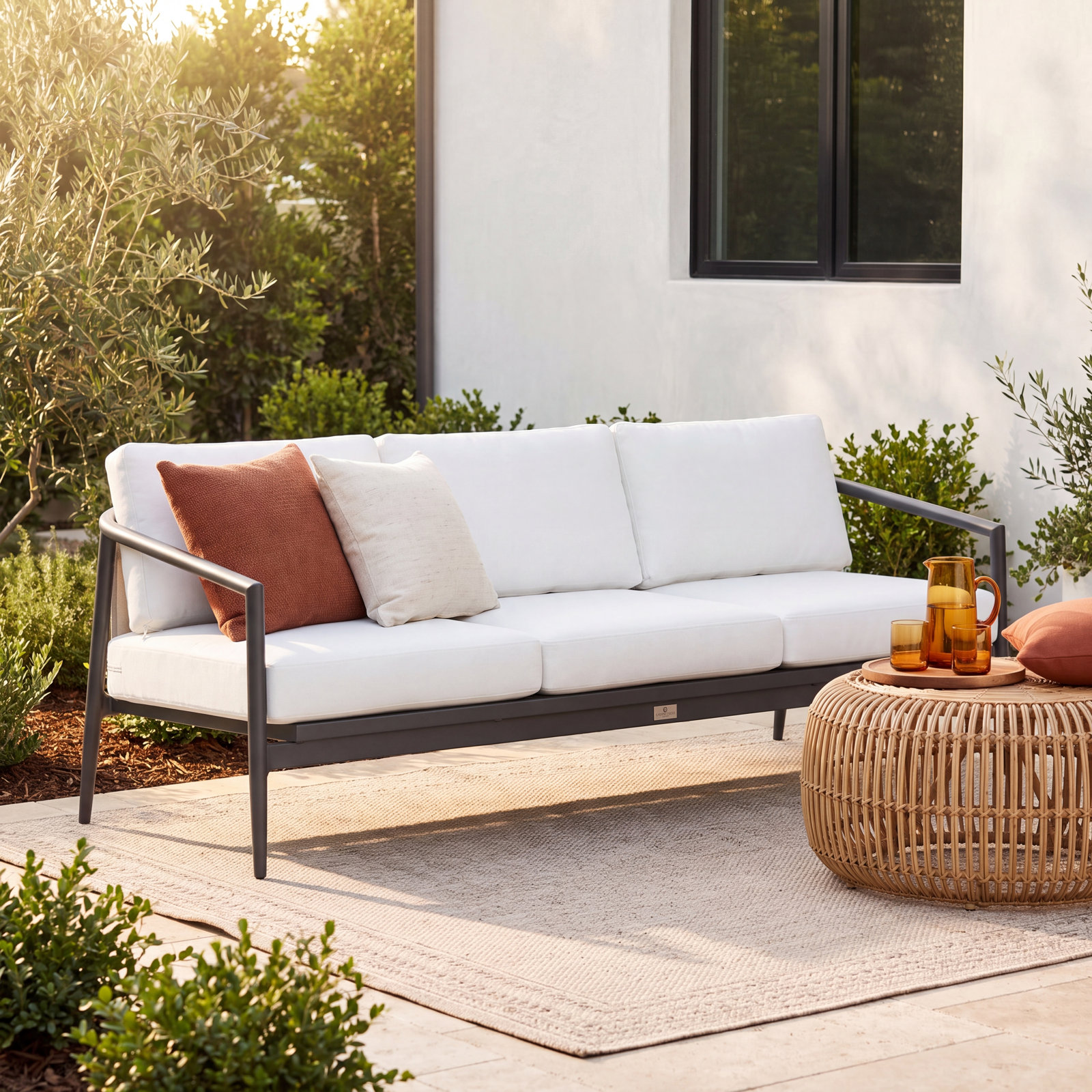 Delaine 83" Sunbrella® Patio Sofa, Canvas Natural Sunbrella® Canvas, Slate