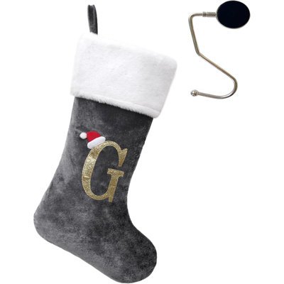 Bas de Noël monogrammés de 20 pouces avec lettres, bas de Noël super doux, bas de grand monogramme, bas de lettre rouge pour les Fêtes de Noël, cadeau de Noël…