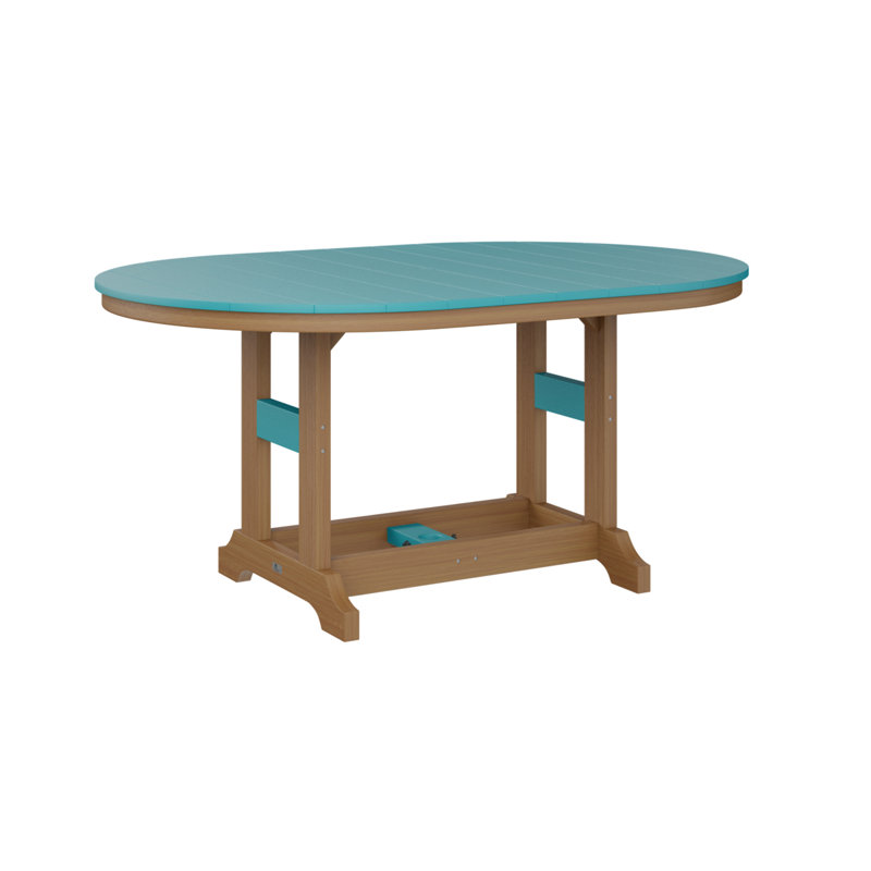Table de bar Berlin Classic, H 39,5 po x l 44 po x P 64 po, Bleu Aruba, Teck naturel