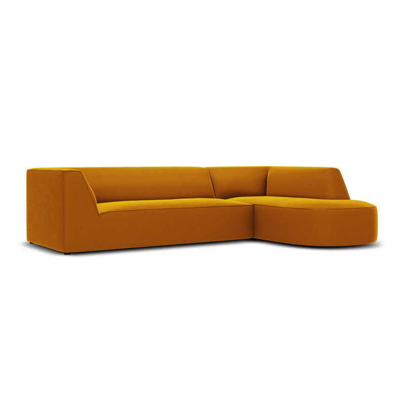 Adoraim 4 Seater Velvet Sofa & Chaise, Right Hand Facing, Yellow
