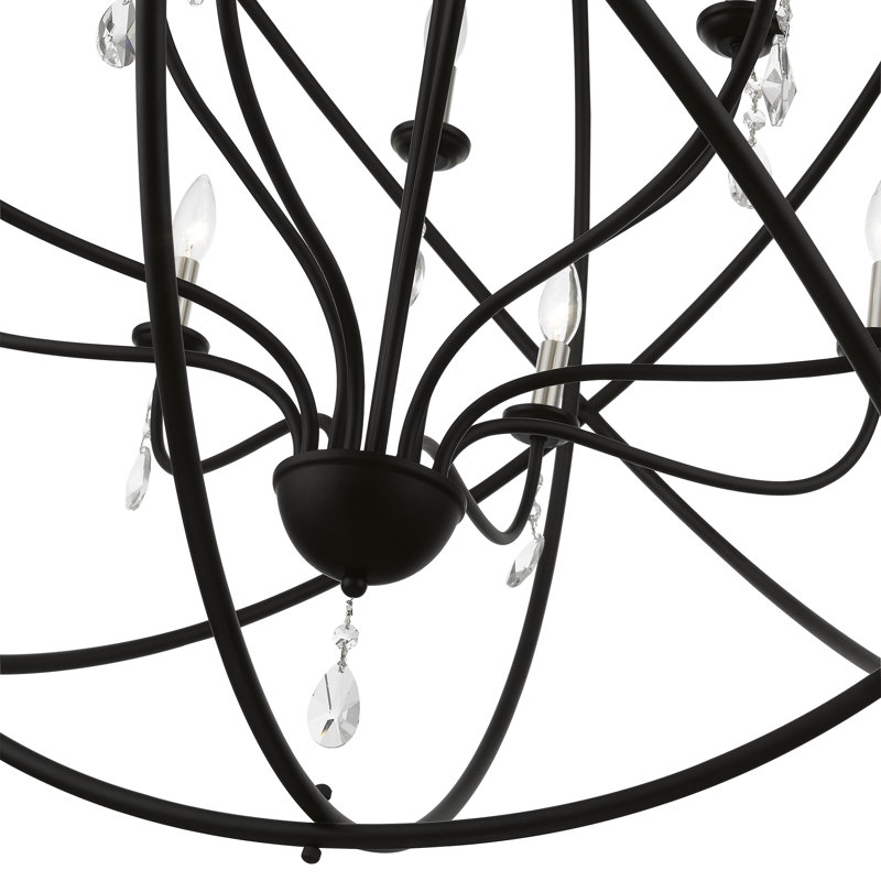 Lesperance 12 - Light Dimmable Globe Chandelier, Black/Brushed Nickel