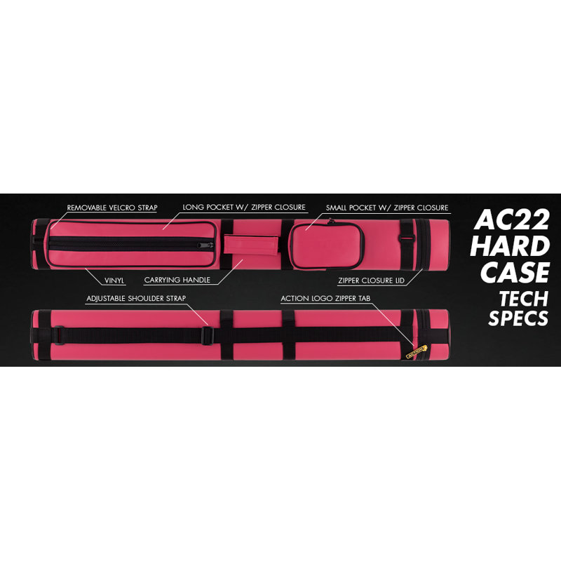 2x2 Oval Hard Pool Cue Case, Pink
