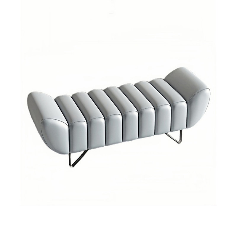 Banc rembourré en cuir Tatelynn, Bleu clair