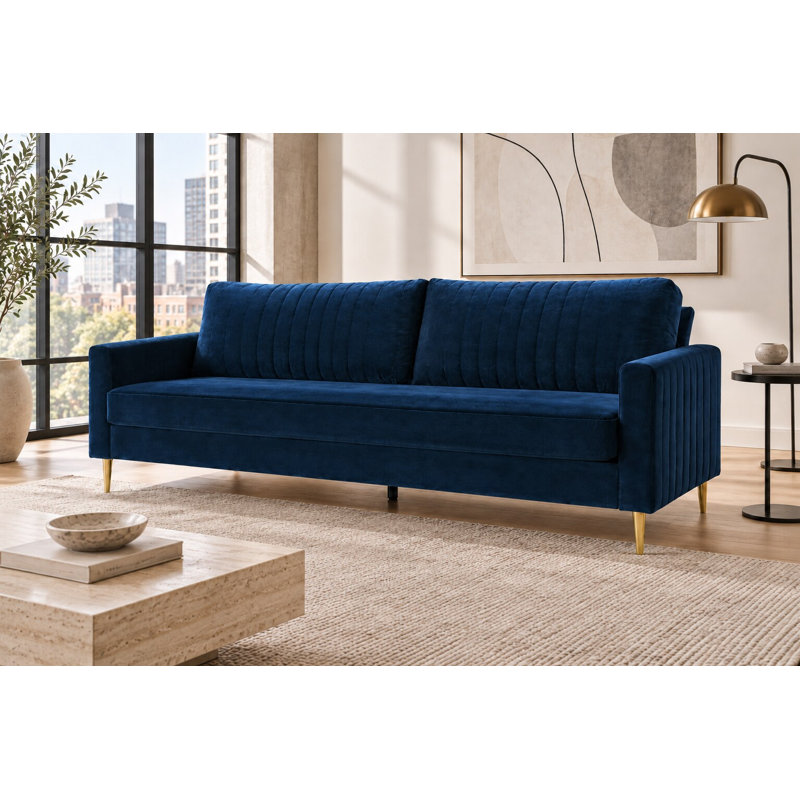 Malverne 3 Seater Velvet Sofa, Blue