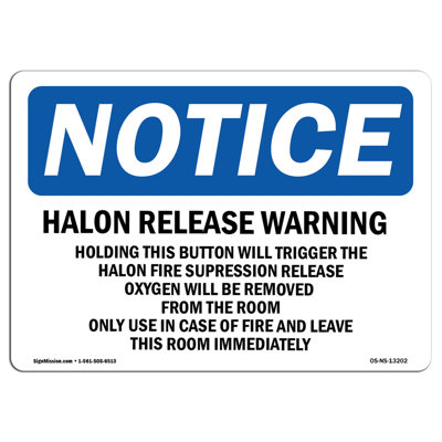 Halon Release Warning Holding This Button Sign