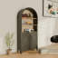 Armoire de 61 po de hauteur, bibliothèque avec rangement, bibliothèque Mid-Century moderne à 5 niveaux avec porte, noir