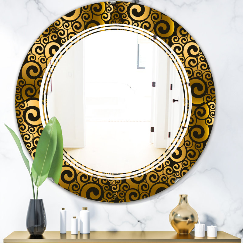 Miroir mural Traditional, H 23,6 po x l 23,6 po, Feuilles géométriques minimes VI