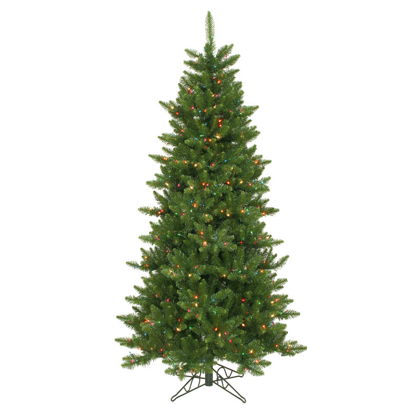 Camdon Fir Slim Artificial Christmas Tree, 6.5' H, Clear Lights, Pre-Lit