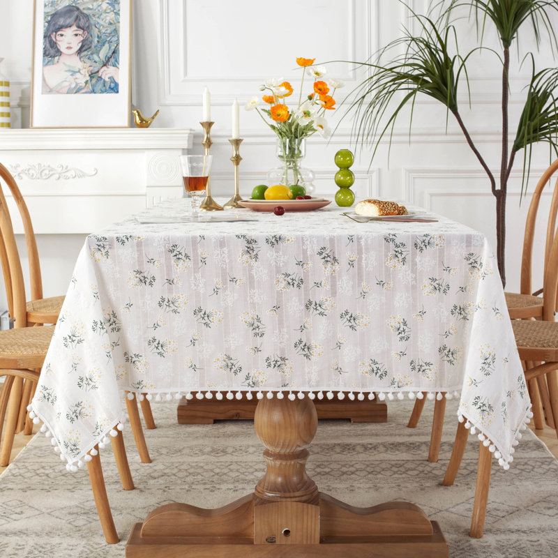 Nappe en coton lavable de haute qualité avec pampille, 78 po x 55 po
