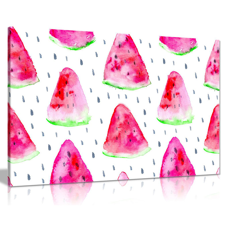 Modern Watermelon Pattern - Wrapped Canvas Painting, 51cm H x 76cm W