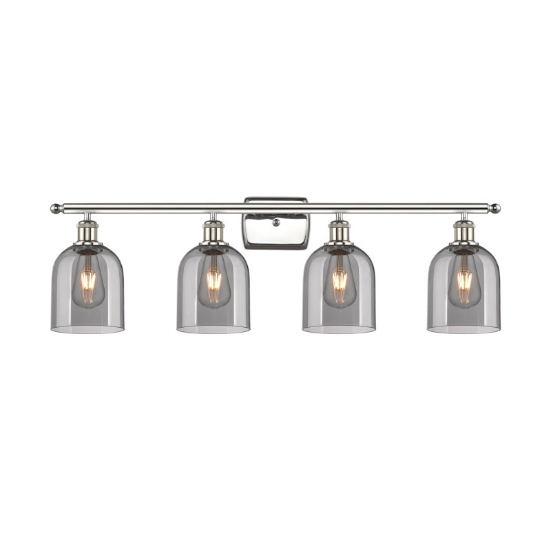 Éclairage pour meuble-lavabo à 4 lumières à intensité variable Anacaren, Gris fumée clair, Nickel poli