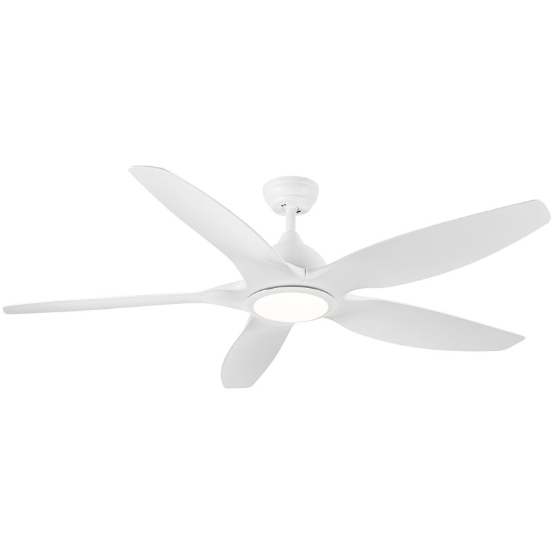 Éclairage de ventilateur de plafond moderne à DEL intégré de 60 po avec pales en ABS, Blanc, Blanc