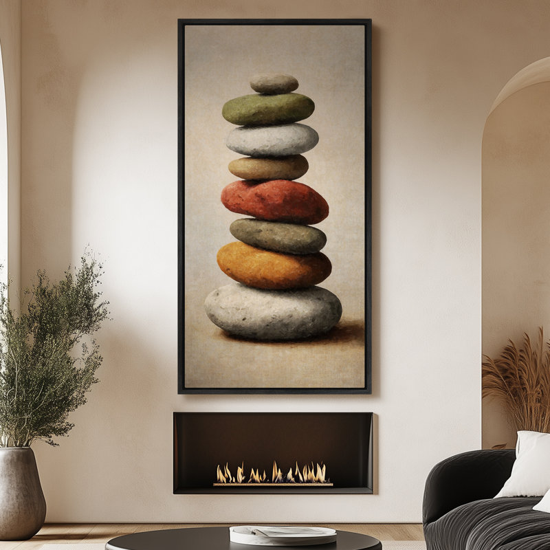 Impression sur toile encadrée, art zen, Noir, H 60 po x l 30 po