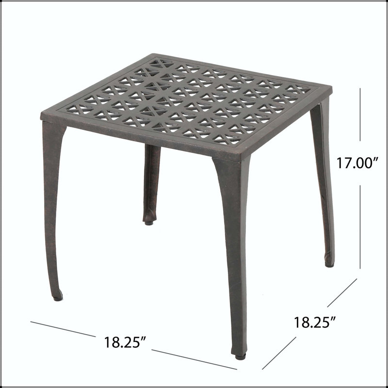 Table d'appoint d'extérieur en aluminium coulé 18 po avec grillage complexe KAI
