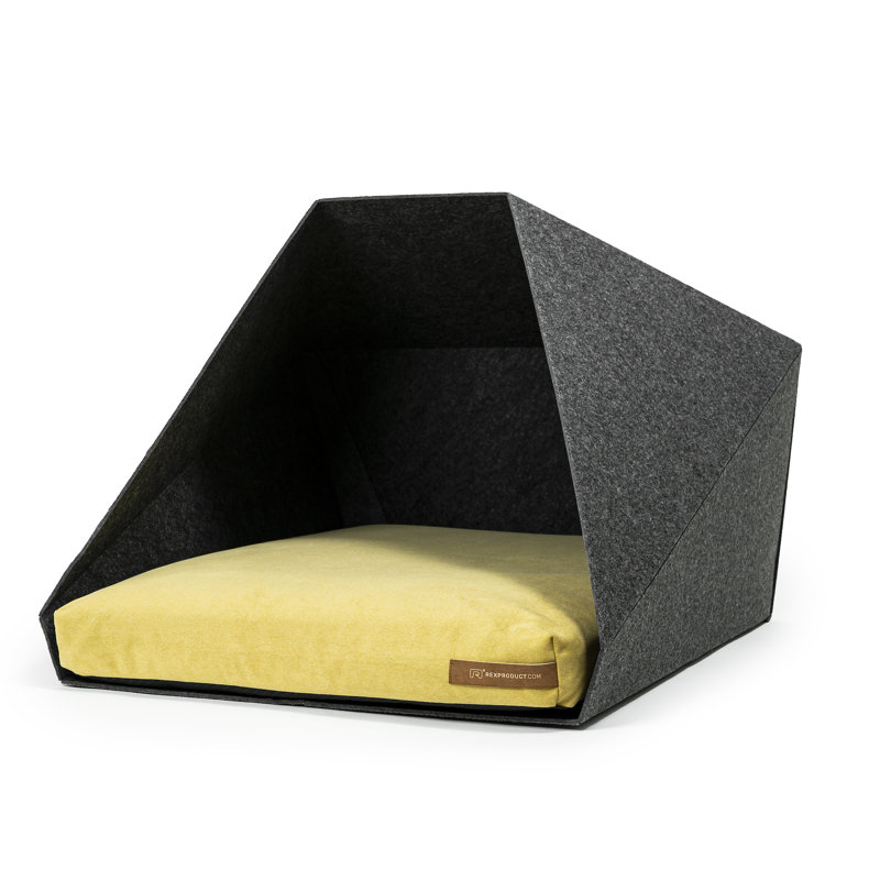 Polyester Pet Bed, Dark Grey/Yellow