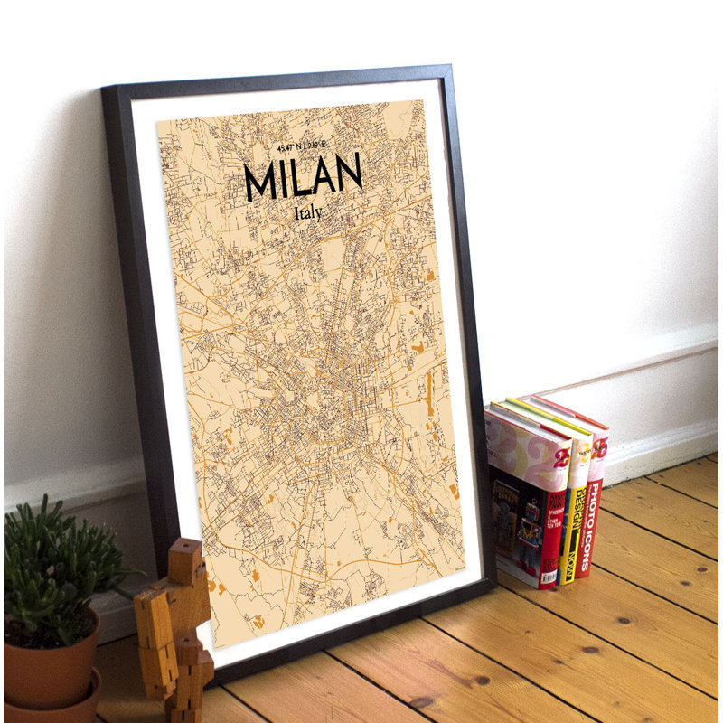 Milan City Map - No Frame Print, 43.2cm H x 27.9cm W x 0.13cm D