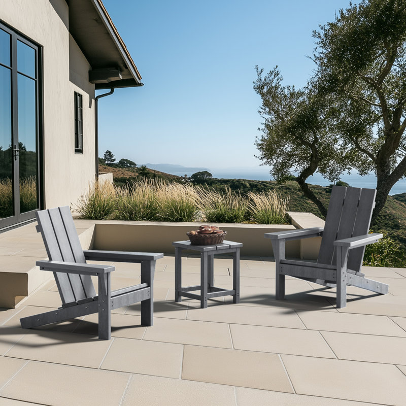 Ensemble de chaises Adirondack en PEHD toutes saisons, Gris