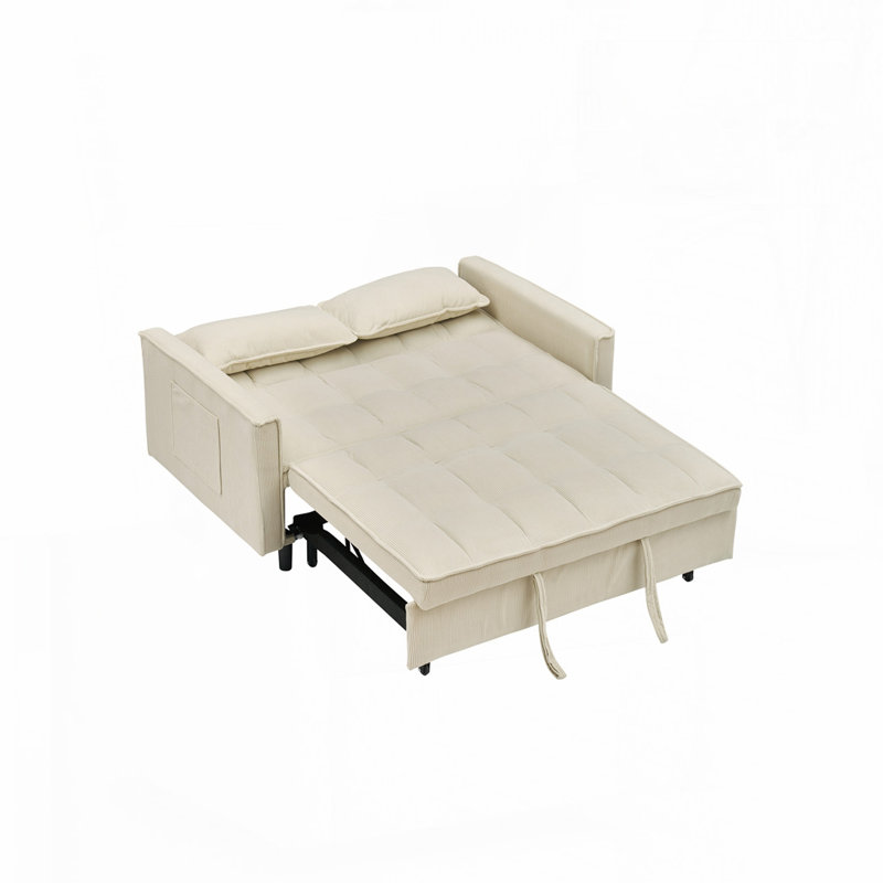Canapé-lit rembourré Corduroy, Velours côtelé beige