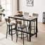 Grey Bar Table With 4 Stools, Thickened Steel Frame, Pu Soft Seat And Stool . 48.42''l X 23.55''w 35.89''h. Robust Construction, Upholstered Seats Backrests For Relaxed Seating