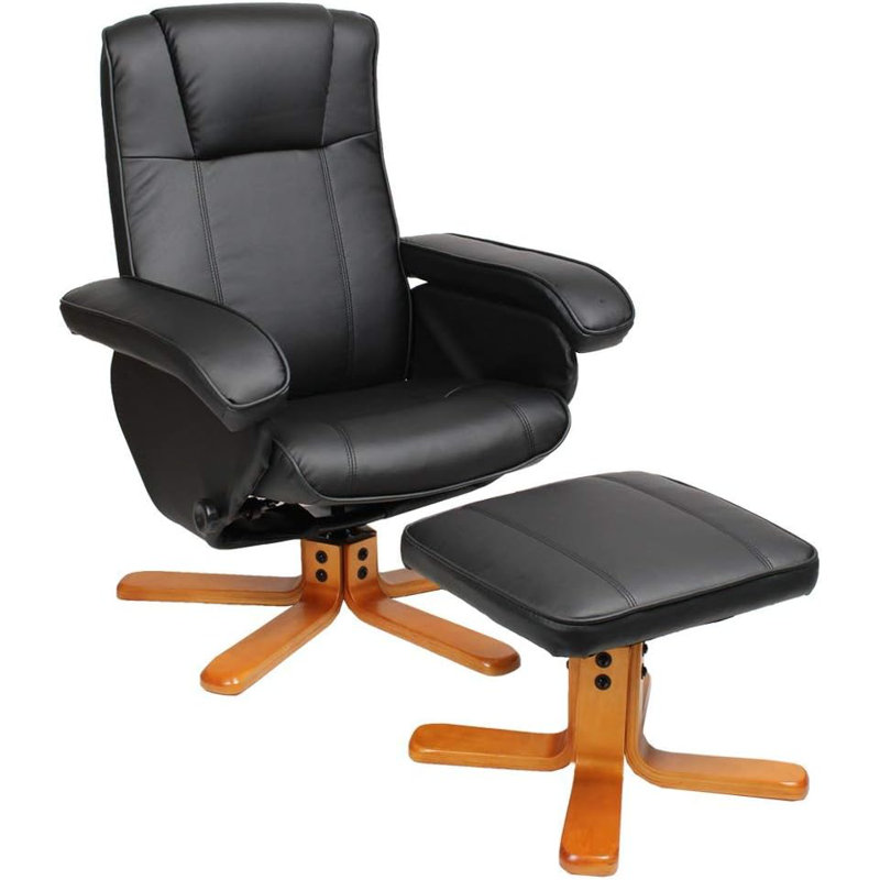 Resnick 29.5cm Wide Swivel Ergonomic Recliner, Black
