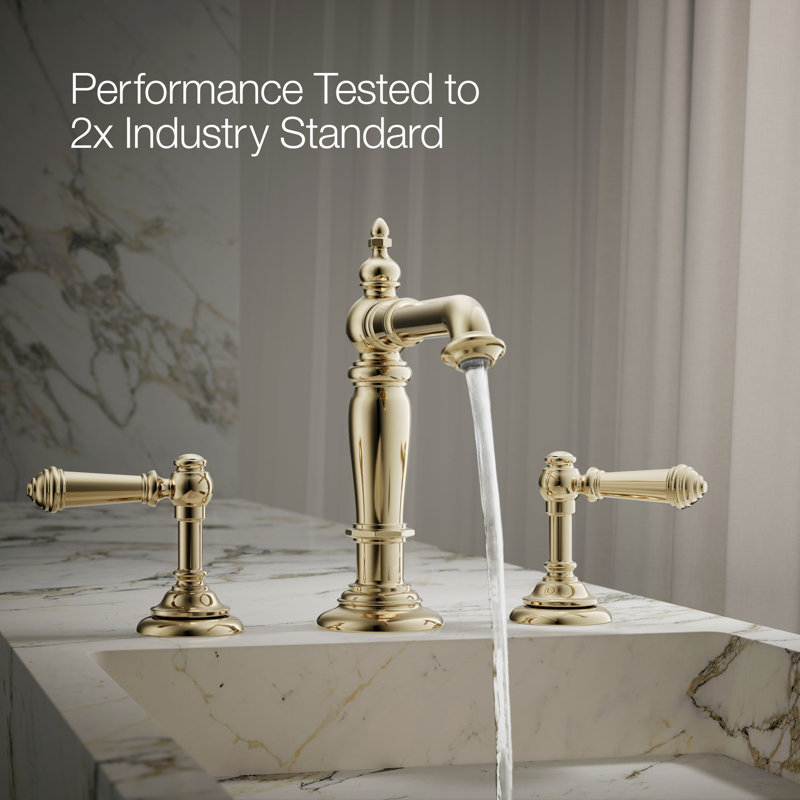 Artifacts® Widespread Bathroom Faucet with Drain Assembly, Vibrant French Gold
