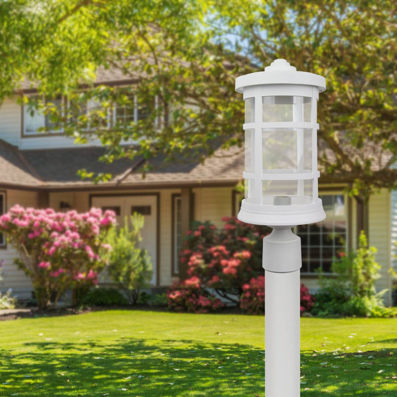 Artisan Cylinder Post Top Fixture with Clear Acrylic Lens, White
