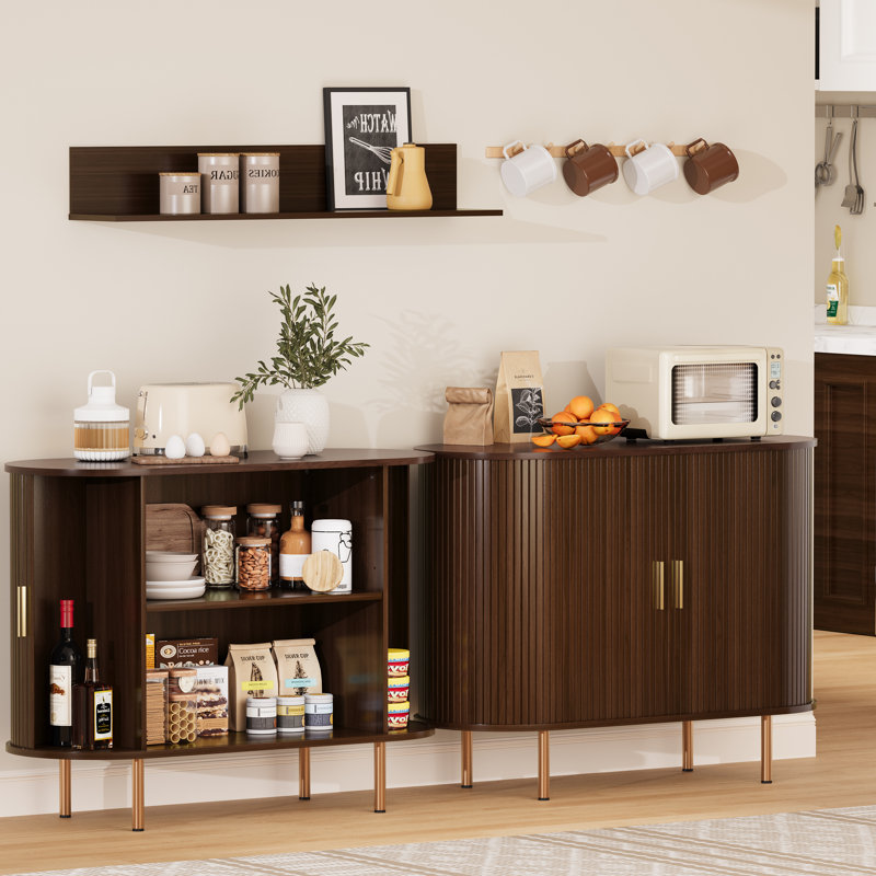 Buffet 39 po avec portes coulissantes et tablettes réglables, 15.75"D x 39.37"W x 29.53"H, Walnut