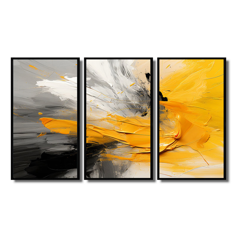 Daelani - Ensemble de salon abstrait, Cadre flottant noir, H 40 po x l 60 po x P 1 po