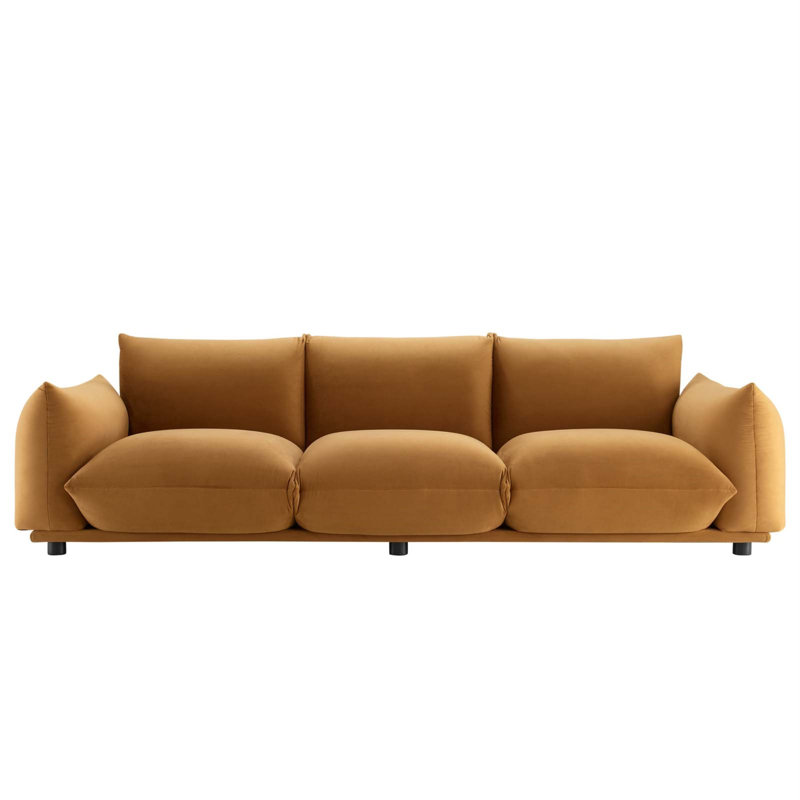 Copious Performance Velvet Sofa, Cognac Polyester