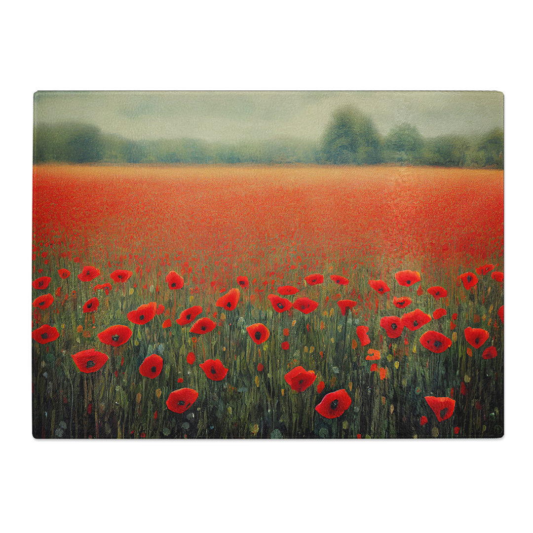 Splendid Poppies Flowers  Glass Chopping Board