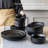 over&back Rimmed 16-Piece Semi Hand-Finished Stoneware Dinnerware Set, Service for 4-99305500